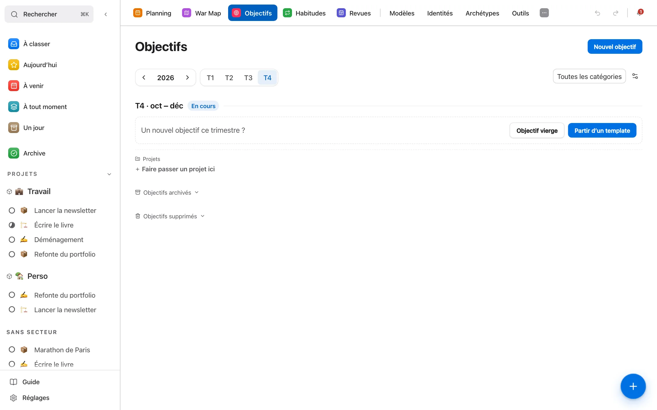 Les objectifs de LifeOS et leur progression